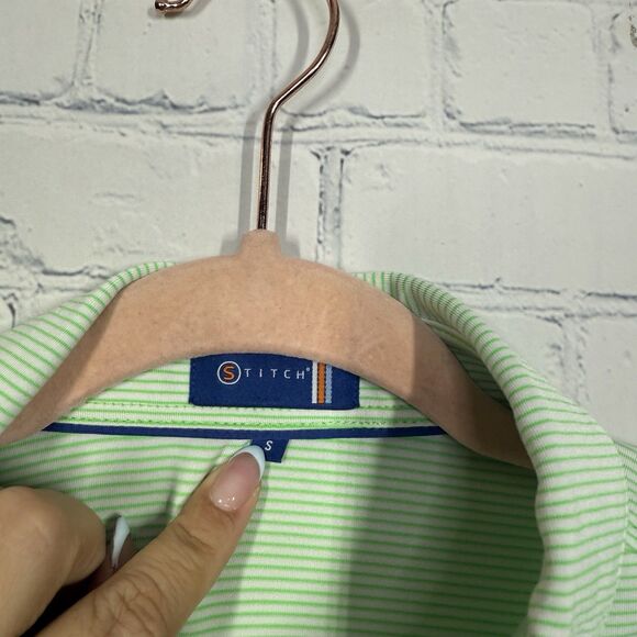 Taylor Stitch Polo Shirt Men Small Green Striped Performance Stretch Preppy Golf - Picture 3 of 11